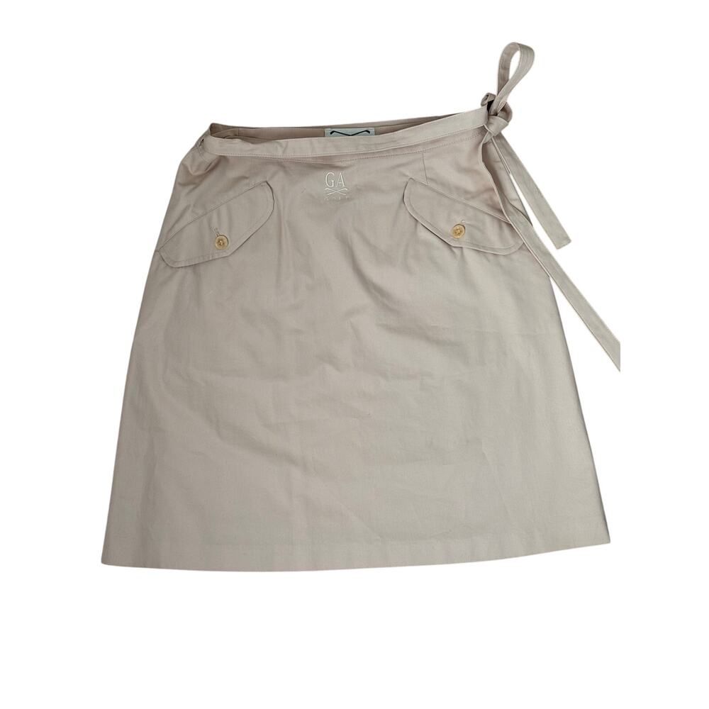 Giorgio Armani Golf Wrap Skirt Beige Cotton Mini Skirt Italy Size 42 - Picture 7 of 9